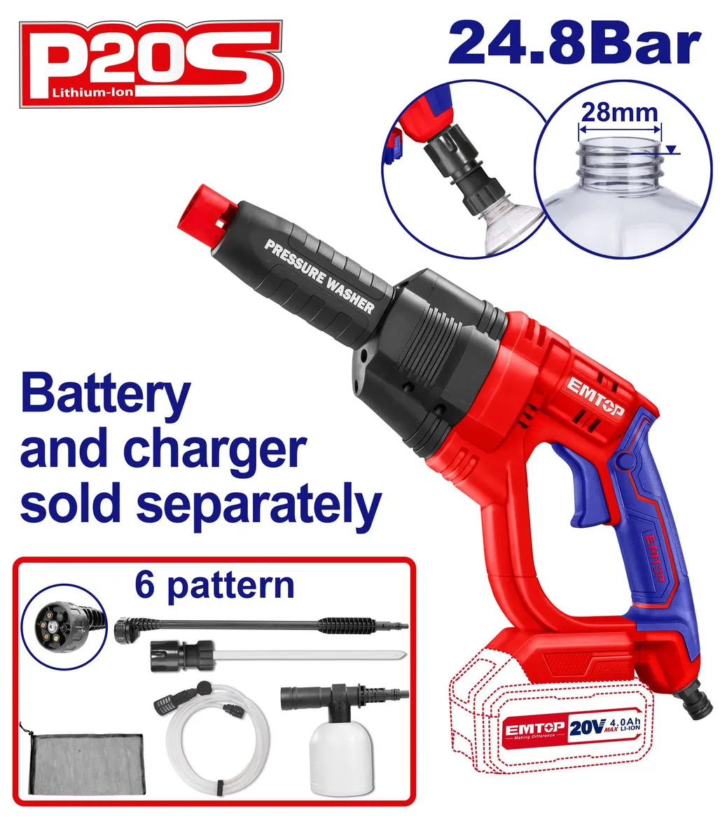 เครื่องฉีดน้ำแบต 20v EMTOP ELPW2025012 (เครื่องเปล่า)