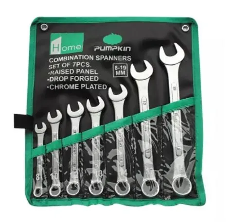 ประแจแหวนข้างปากตายชุด 7 ตัว (8-19mm) PUMPKIN HOME